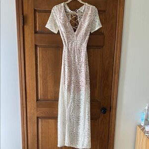 Elegant Lace Maxi Dress in Cream